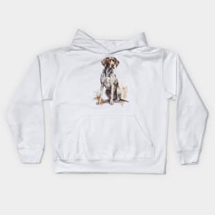 Shorthaired Pointer Watercolor Style Kids Hoodie